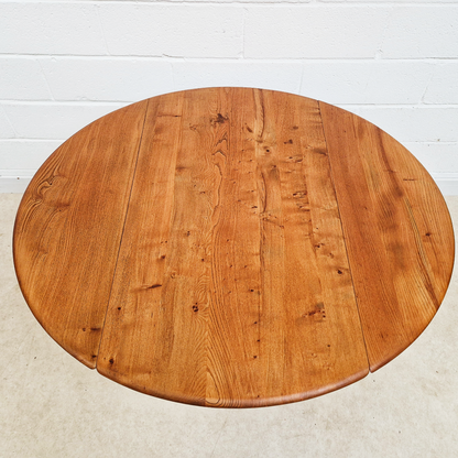 Ercol Vintage Mid Century Solid Elm Danish Design Extending drop Leaf Dining Table