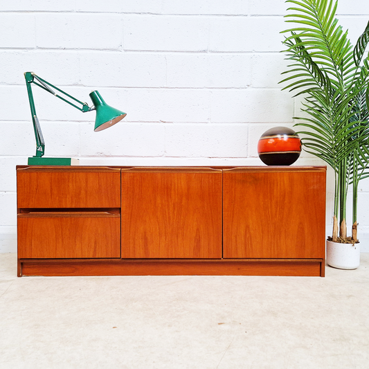 Vintage Mid Century Medium Teak Danish Design Compact Sideboard Entertainment Unit