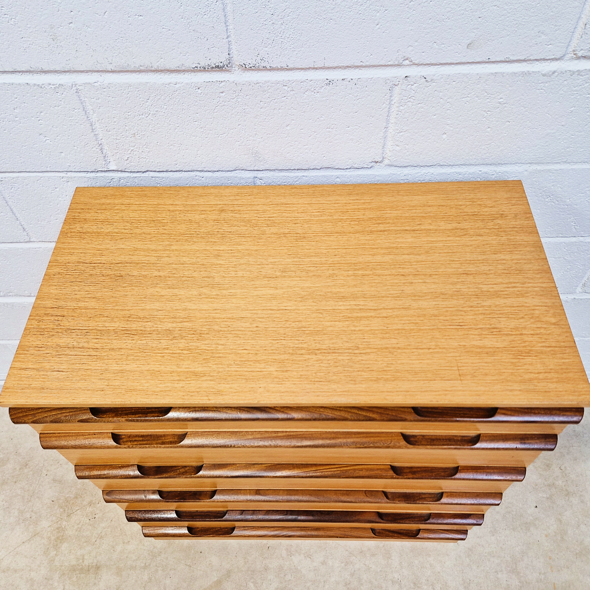 Vintage Mid Century Blond Teak Danish Design Tallboy Chest of Drawers