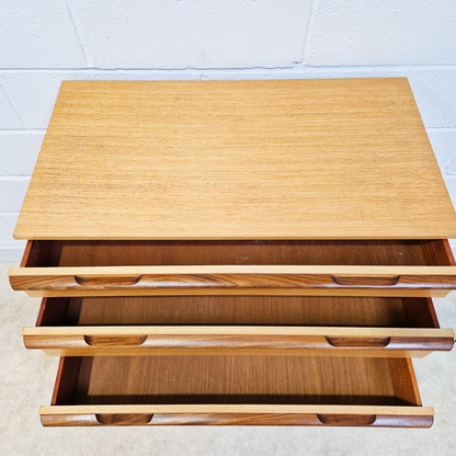 Vintage Mid Century Blond Teak Danish Design Tallboy Chest of Drawers