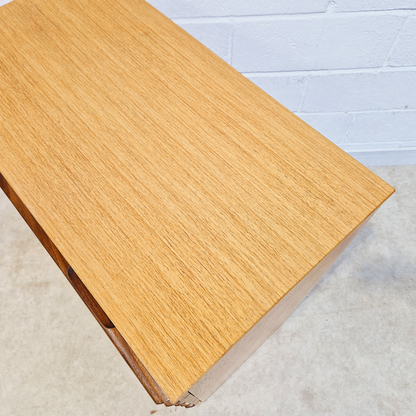 Vintage Mid Century Blond Teak Danish Design Tallboy Chest of Drawers