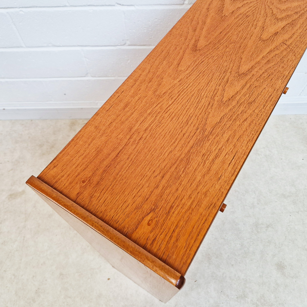 Nathan Vintage Mid Century Medium Teak & Glazed Glass Slim Bookcase Sideboard
