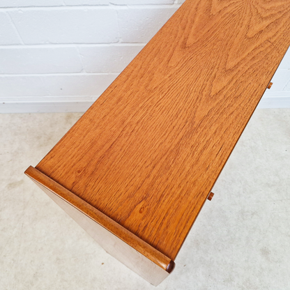 Nathan Vintage Mid Century Medium Teak & Glazed Glass Slim Bookcase Sideboard