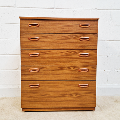 Schreiber Mid Century Vintage Danish Design Tallboy Retro Chest Drawers