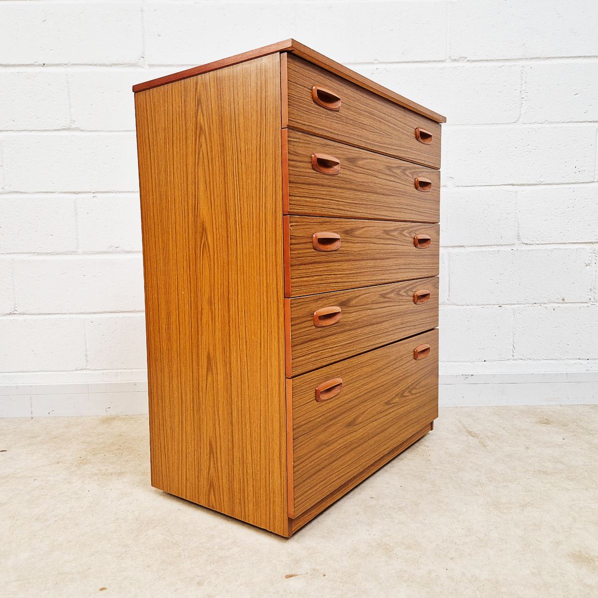 Schreiber Mid Century Vintage Danish Design Tallboy Retro Chest Drawers