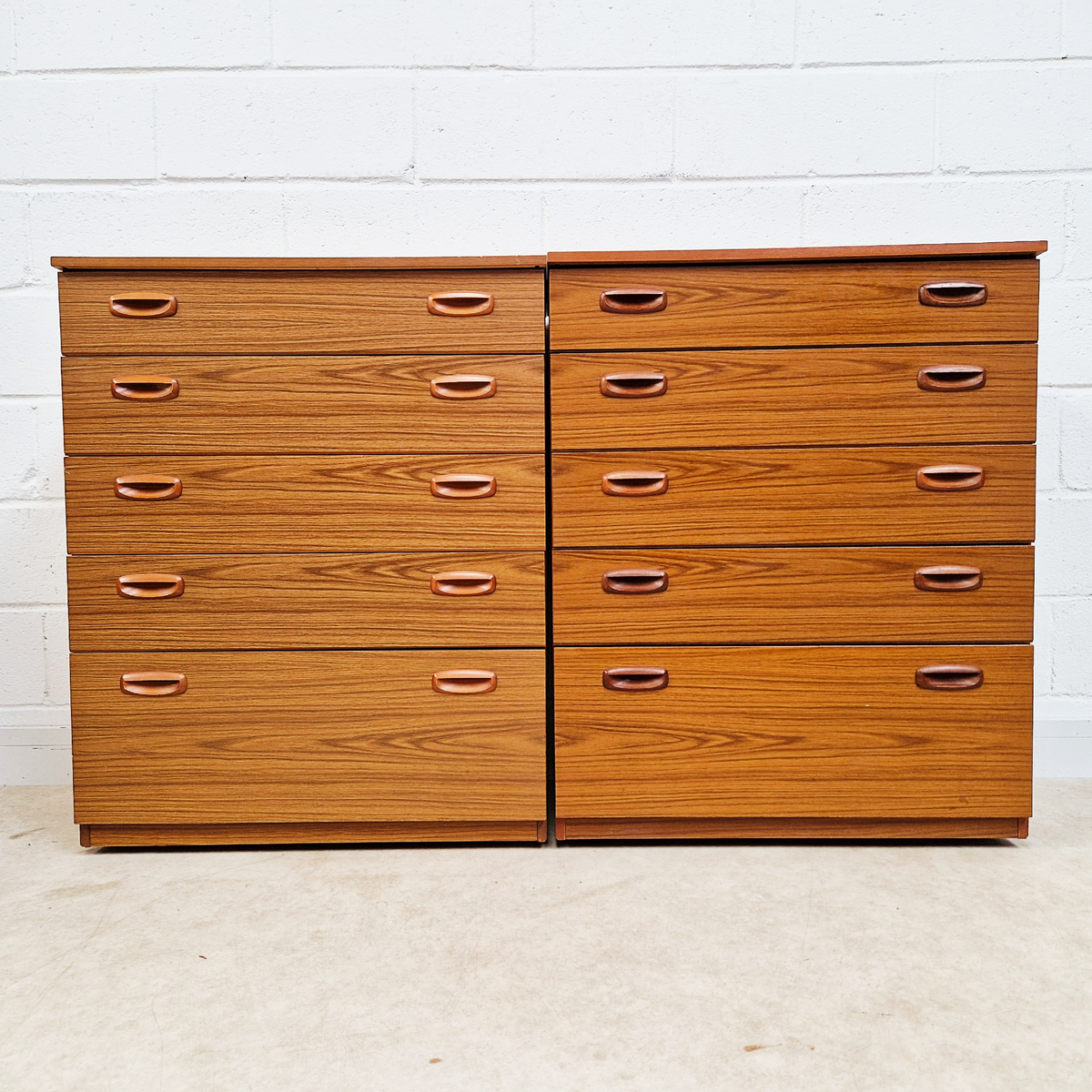PAIR Schreiber Mid Century Vintage Danish Design Tallboy Retro Chest Drawers