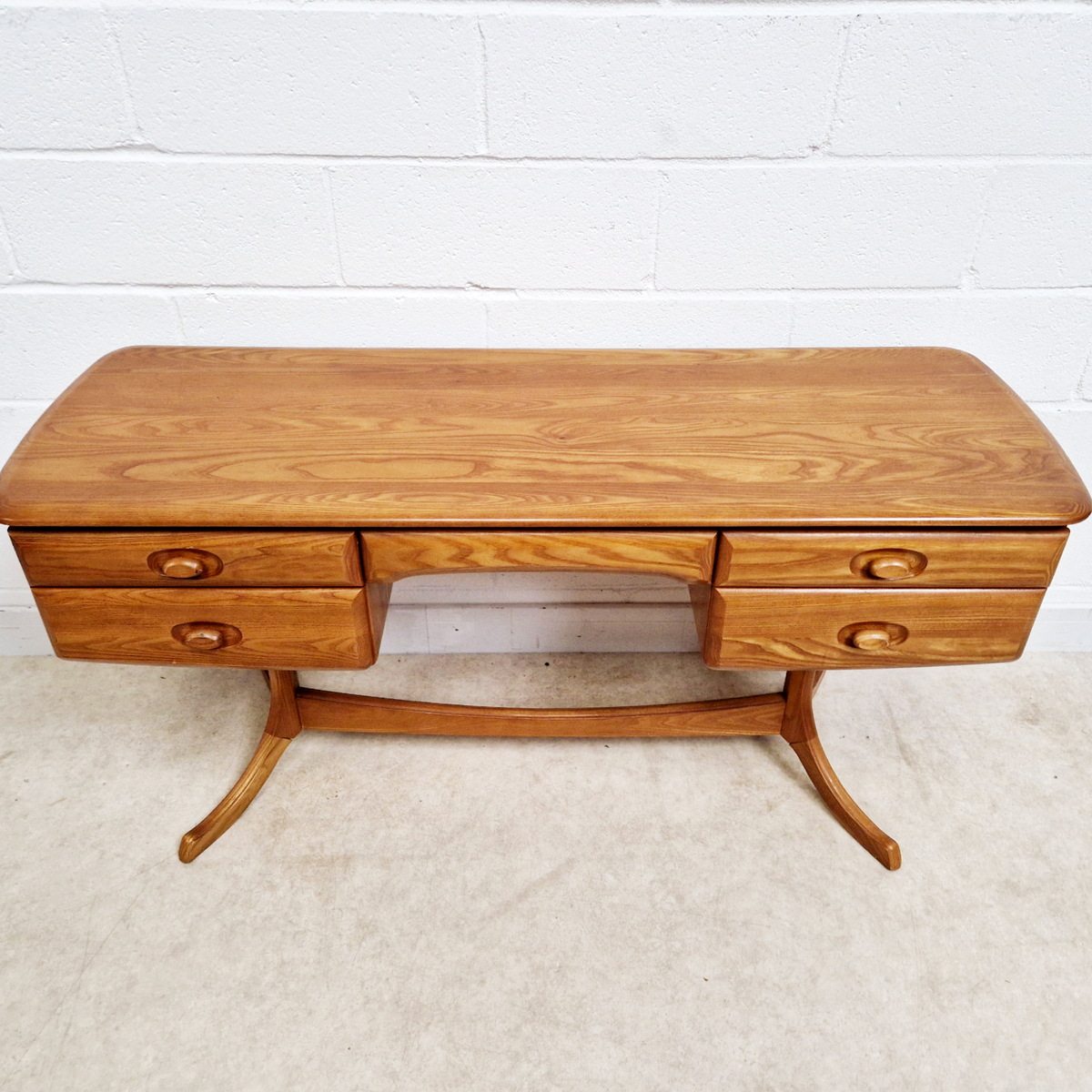 Vintage Solid Elm 1960s Mid Century Danish Design Desk Dresser Sideboard