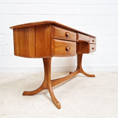 Vintage Solid Elm 1960s Mid Century Danish Design Desk Dresser Sideboard