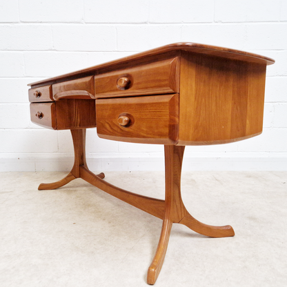 Vintage Solid Elm 1960s Mid Century Danish Design Desk Dresser Sideboard
