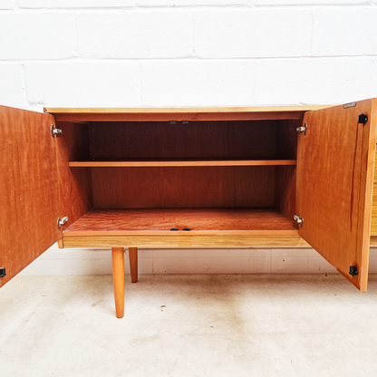 Schreiber Vintage Mid Century Danish Design Medium Teak Long Retro Sideboard Buffet Credenza