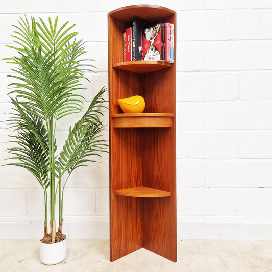 G Plan Fresco Vintage Mid Century Medium Teak Corner Bookshelf Display