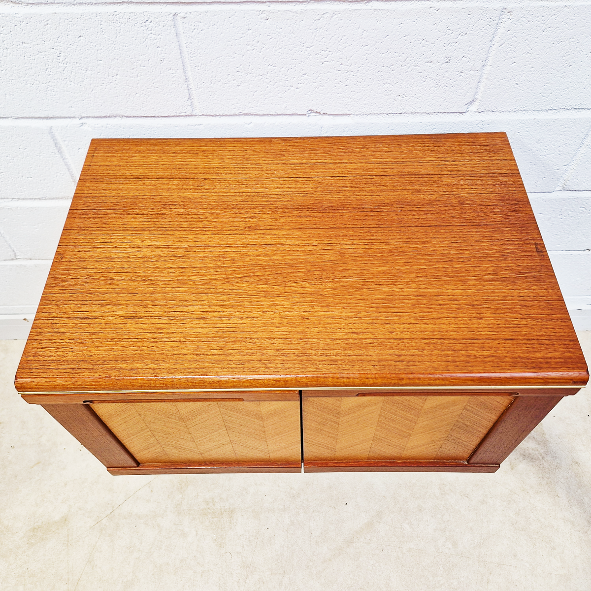 G Plan Vintage Mid Century Herringbone Teak Compact Sideboard LP Storage Cabinet