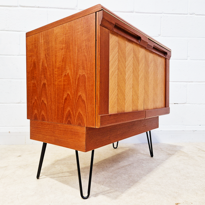 G Plan Vintage Mid Century Herringbone Teak Compact Sideboard LP Storage Cabinet