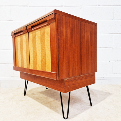 G Plan Vintage Mid Century Herringbone Teak Compact Sideboard LP Storage Cabinet