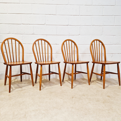 Ercol Vintage Mid Century Solid Elm Drop Leaf Table and Hoopback Chair Dining Set