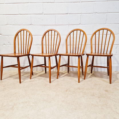 Ercol Vintage Mid Century Solid Elm Drop Leaf Table and Hoopback Chair Dining Set