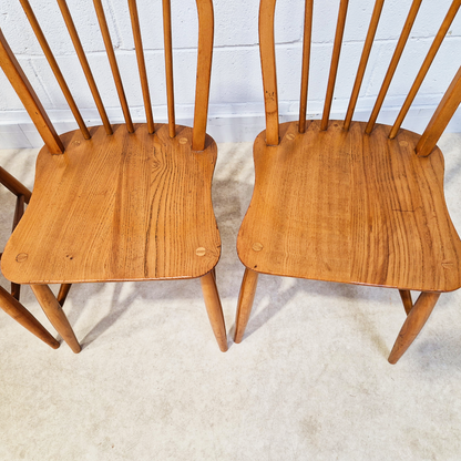 Ercol Vintage Mid Century Solid Elm Drop Leaf Table and Hoopback Chair Dining Set