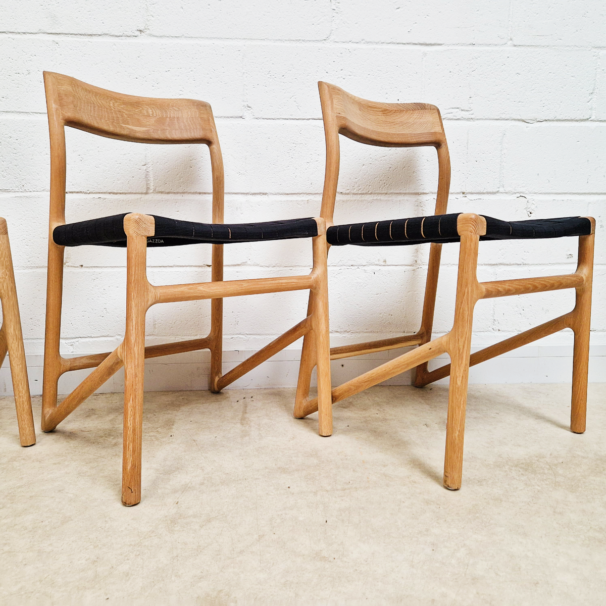Gazzda for Heal's of London Set of 4 Mid Century Modern Solid Oak & Weave Dining Chairs