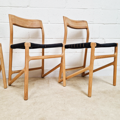 Gazzda for Heal's of London Set of 4 Mid Century Modern Solid Oak & Weave Dining Chairs