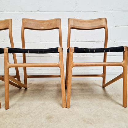 Gazzda for Heal's of London Set of 4 Mid Century Modern Solid Oak & Weave Dining Chairs