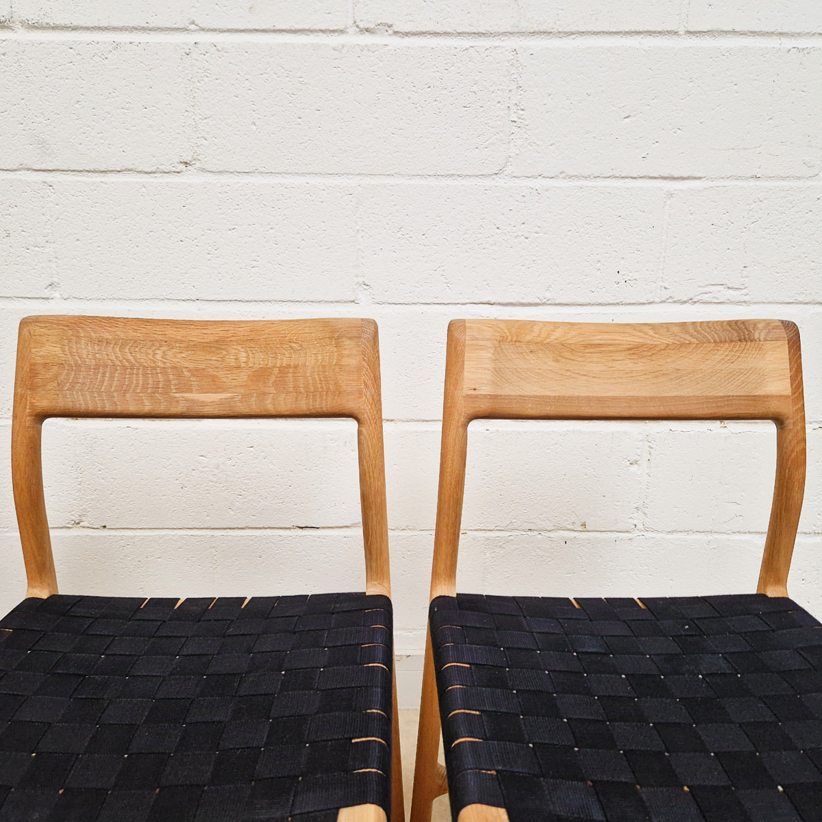 Gazzda for Heal's of London Set of 4 Mid Century Modern Solid Oak & Weave Dining Chairs