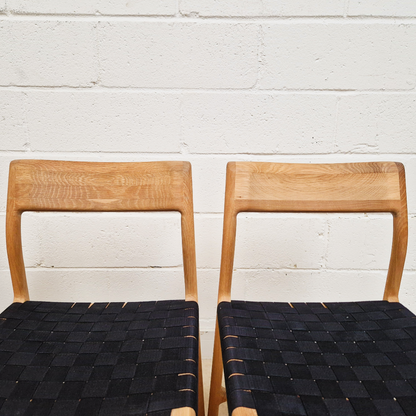 Gazzda for Heal's of London Set of 4 Mid Century Modern Solid Oak & Weave Dining Chairs