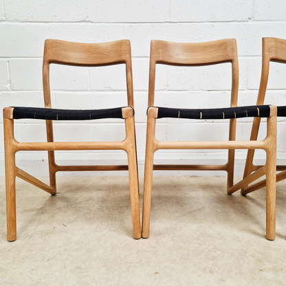 Gazzda for Heal's of London Set of 4 Mid Century Modern Solid Oak & Weave Dining Chairs