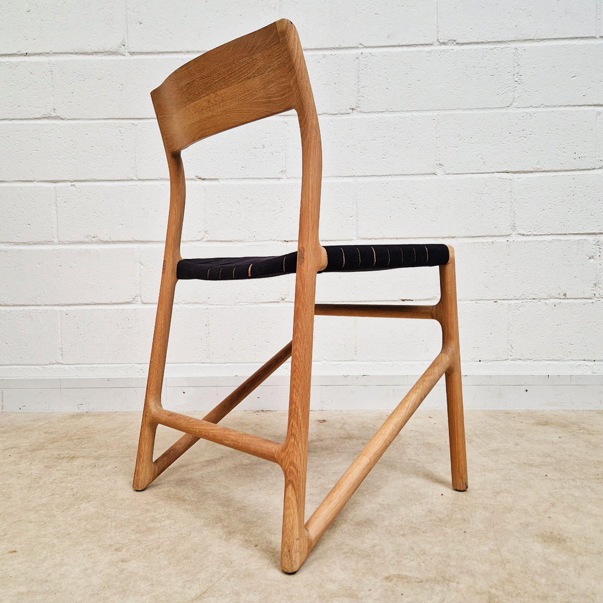 Gazzda for Heal's of London Set of 4 Mid Century Modern Solid Oak & Weave Dining Chairs