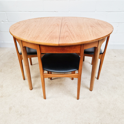 Nathan Vintage Mid Century Danish Design Round Extending Dining Table & 4 Chair Set