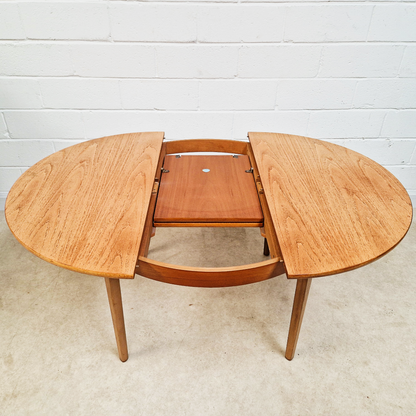 Nathan Vintage Mid Century Danish Design Round Extending Dining Table & 4 Chair Set