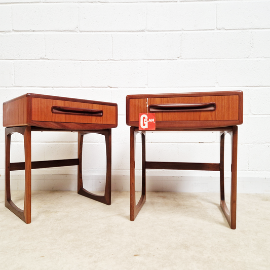 Pair V.B Wilkins For G Plan Vintage Nordic Design Mid Century Teak Bedside Cabinet Chests