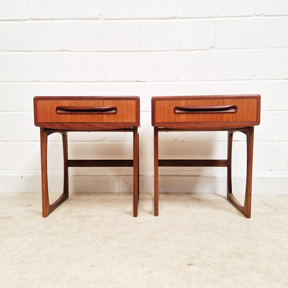 Pair V.B Wilkins For G Plan Vintage Nordic Design Mid Century Teak Bedside Cabinet Chests