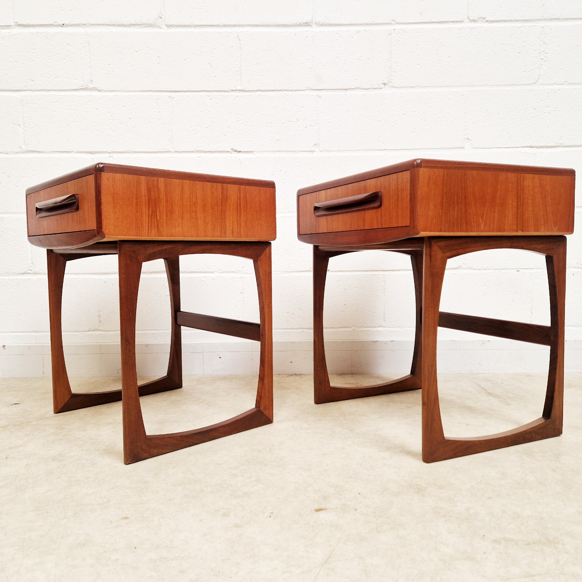 Pair V.B Wilkins For G Plan Vintage Nordic Design Mid Century Teak Bedside Cabinet Chests