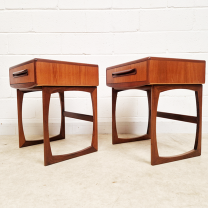 Pair V.B Wilkins For G Plan Vintage Nordic Design Mid Century Teak Bedside Cabinet Chests
