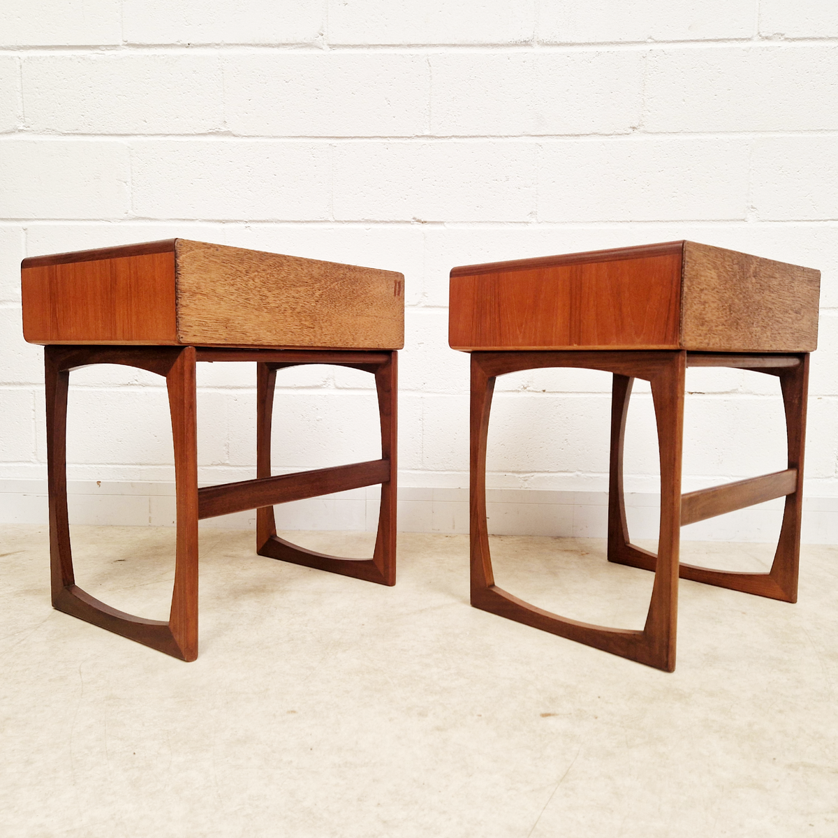 Pair V.B Wilkins For G Plan Vintage Nordic Design Mid Century Teak Bedside Cabinet Chests