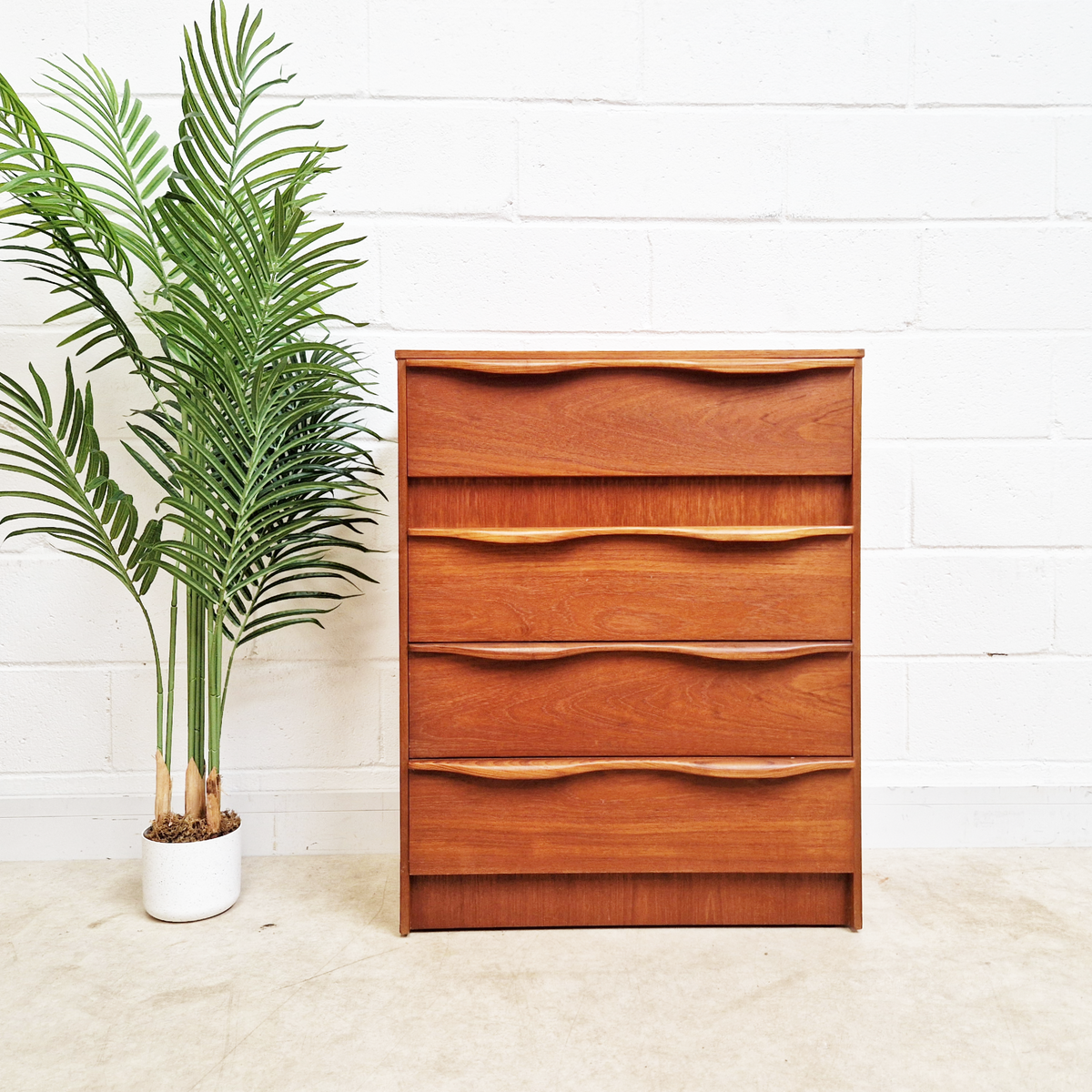 Vintage Mid Century Medium Teak Danish Design Tallboy Chest of Drawers