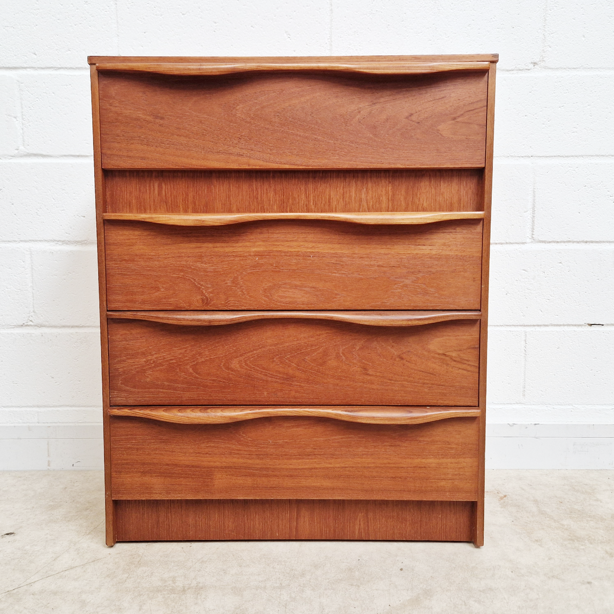 Vintage Mid Century Medium Teak Danish Design Tallboy Chest of Drawers