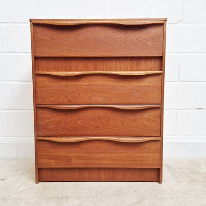 Vintage Mid Century Medium Teak Danish Design Tallboy Chest of Drawers