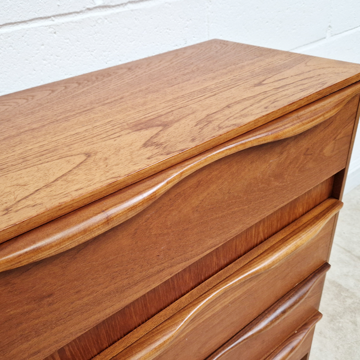 Vintage Mid Century Medium Teak Danish Design Tallboy Chest of Drawers