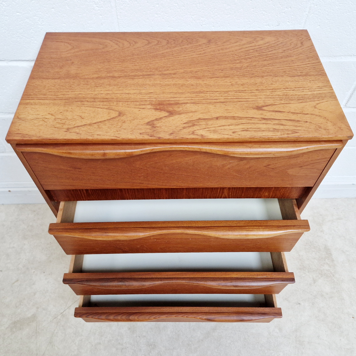 Vintage Mid Century Medium Teak Danish Design Tallboy Chest of Drawers