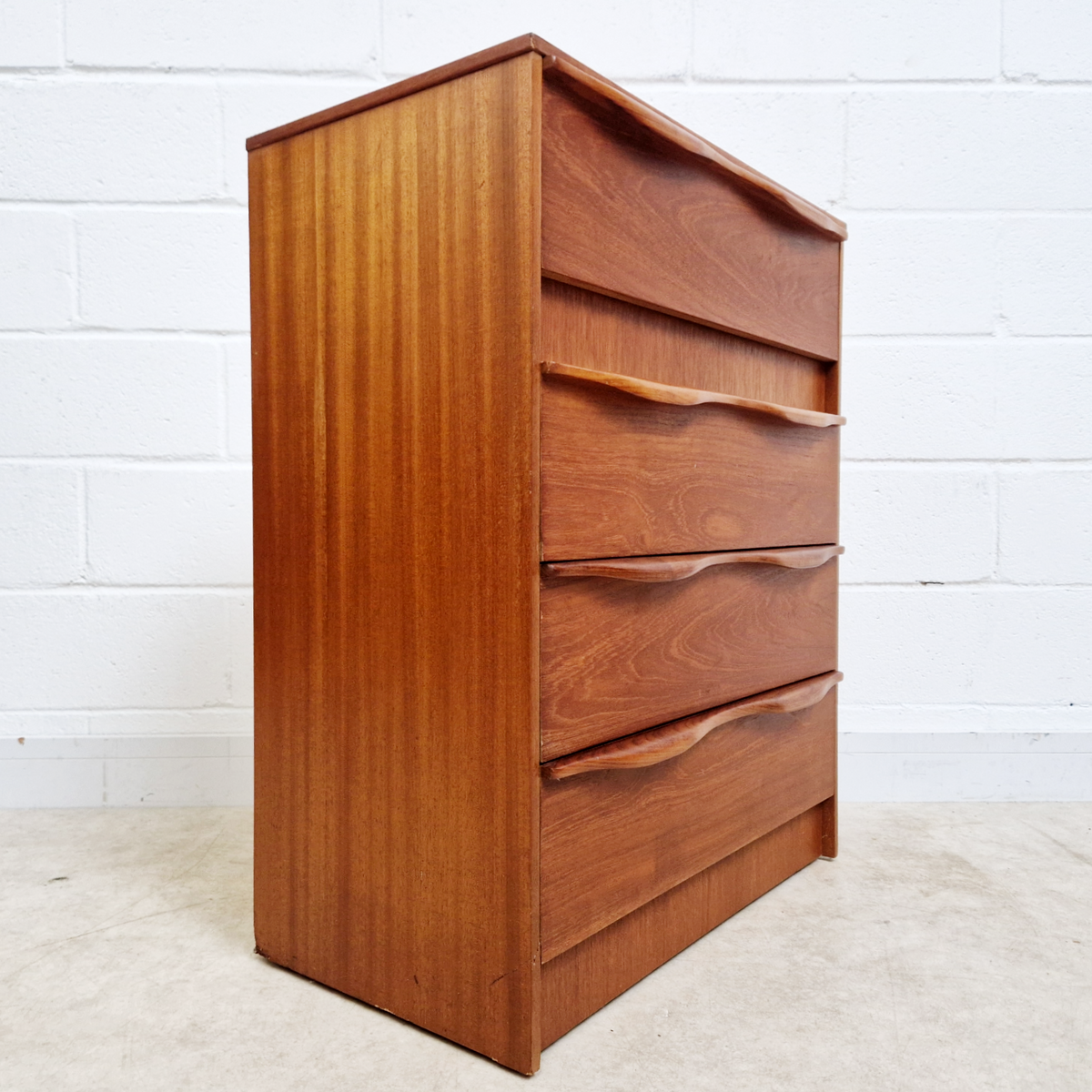 Vintage Mid Century Medium Teak Danish Design Tallboy Chest of Drawers