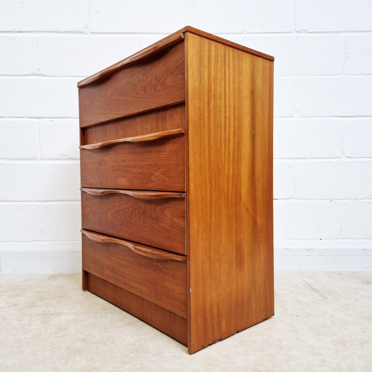 Vintage Mid Century Medium Teak Danish Design Tallboy Chest of Drawers