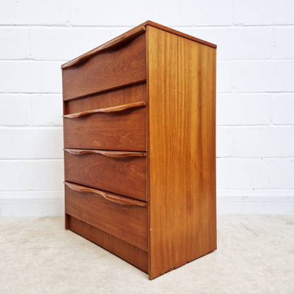 Vintage Mid Century Medium Teak Danish Design Tallboy Chest of Drawers