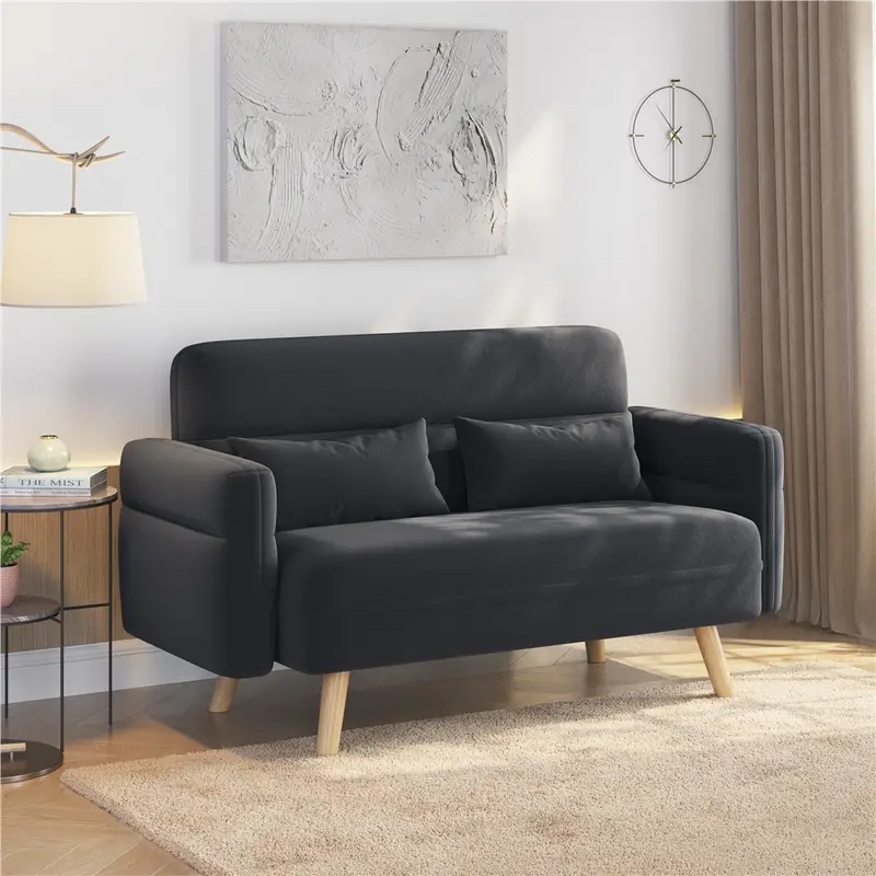Mid Century Modern Danish Design 2 Seater Compact Sofa With Lumbar Support