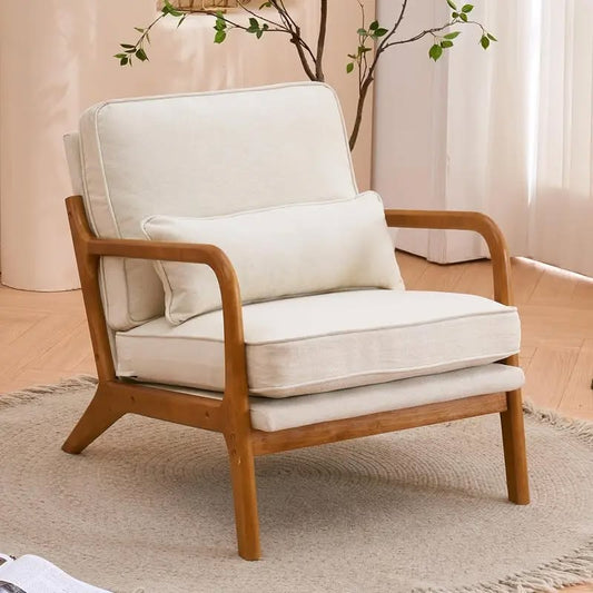 Mid Century Modern Solid Beech & Fabric Danish Design Lounge Accent Armchair
