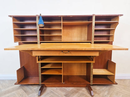 Mummenthaler & Meier Switzerland 1960's Vintage 'Magic Box' Folding Desk Sideboard