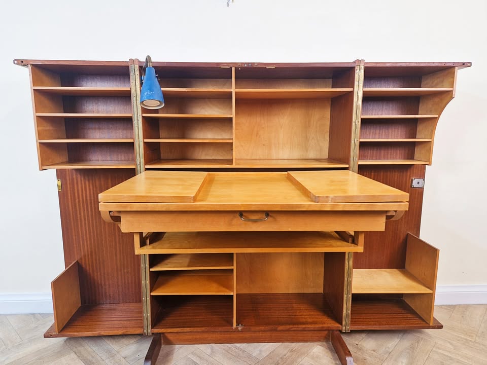 Mummenthaler & Meier Switzerland 1960's Vintage 'Magic Box' Folding Desk Sideboard