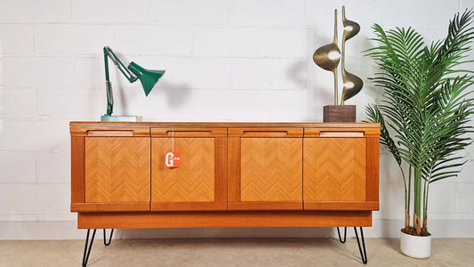 G Plan Herringbone Red Label Vintage Mid Century Danish Design Sideboard Buffet Credenza PG138