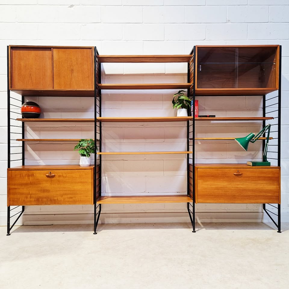 Staples Ladderax Vintage 1960s Mid Century 3 Bay Danish Design Cabinet Sideboard Shelf System