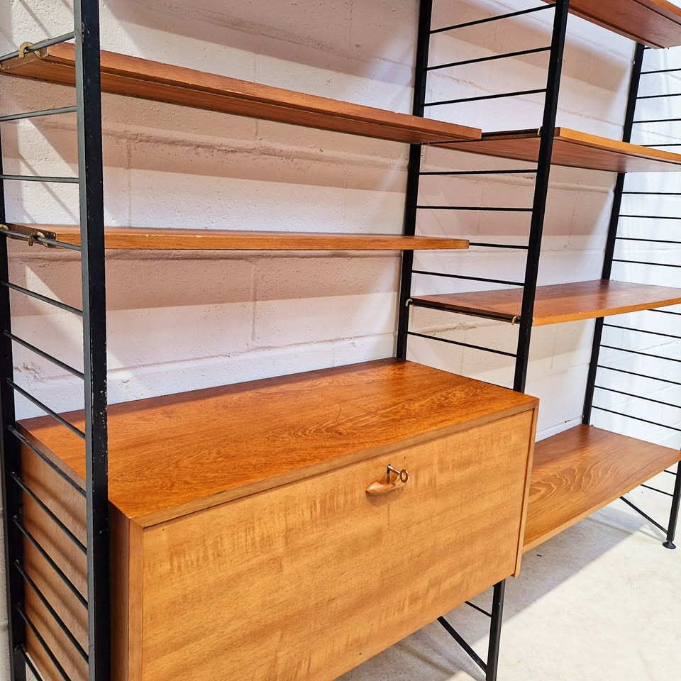 Staples Ladderax Vintage 1960s Mid Century 3 Bay Danish Design Cabinet Sideboard Shelf System